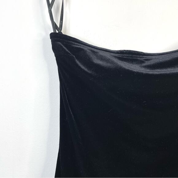 Jessica McClintock Gunne Sax Y2K Black Velvet Strapless Bow Train long dress 11 - Picture 3 of 13